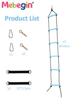 MEBEGIN Kids Rope Ladder, Six-Section Treehouse Ladder, Children's Climbing Toys, Fun Safe Exercise Equipment, Outdoor Play Equipment, Outdoor Toys for Climbing Frame, Tree House, Dens and Play House, 200cm  - Image 2