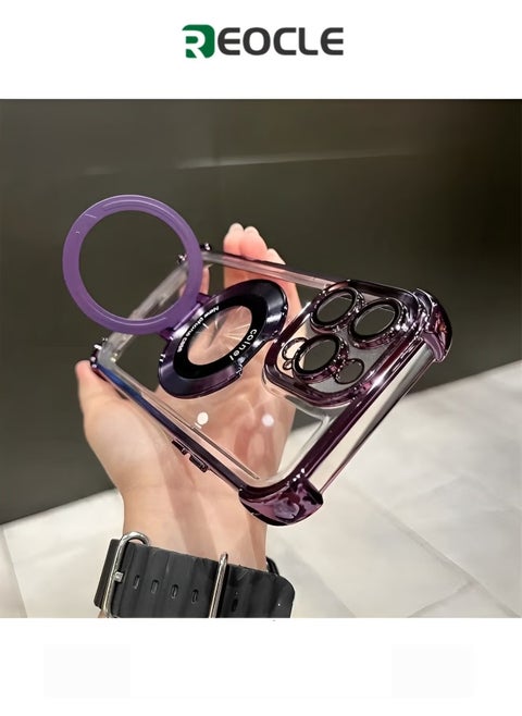 Magnetic Phone Case Airbag Four Corners Anti-Drop Magnetic Bracket Case Cover for iPhone 15 Pro