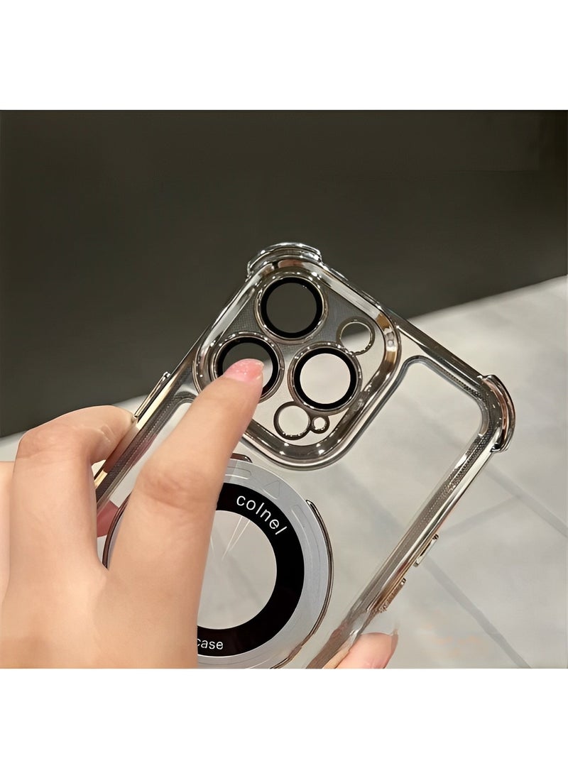 Magnetic Phone Case Airbag Four Corners Anti-Drop Magnetic Bracket Case Cover for iPhone 15 Pro