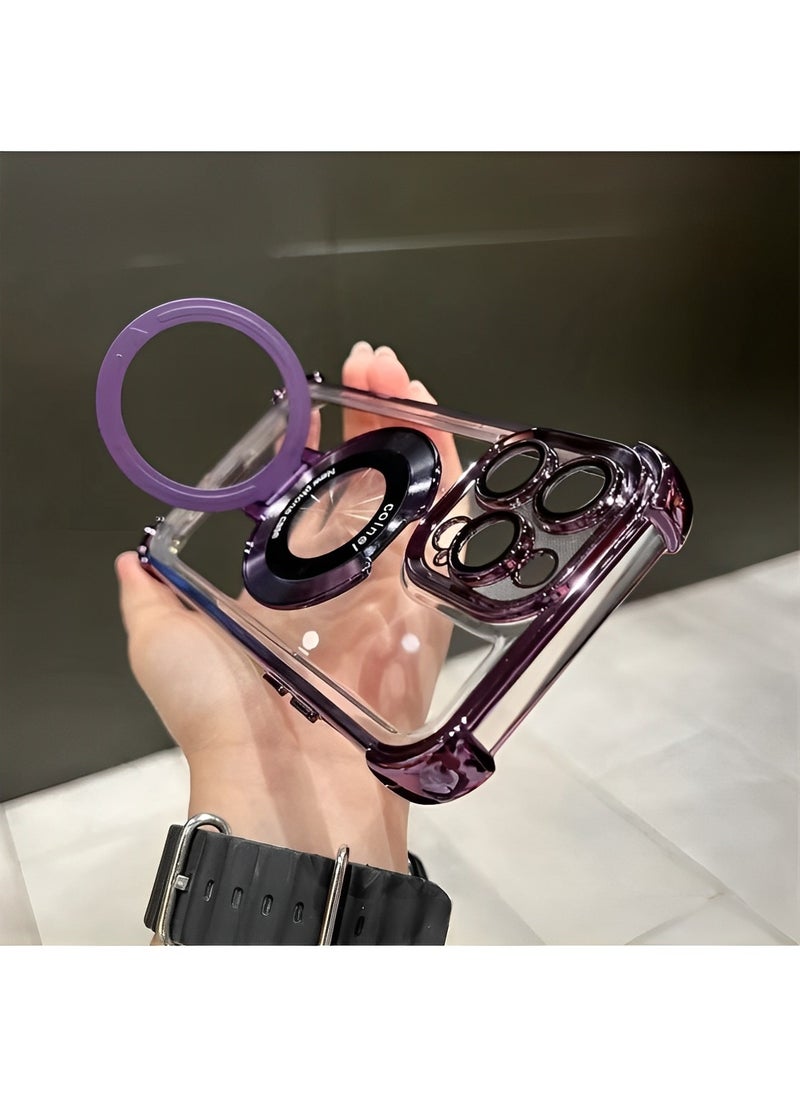 Magnetic Phone Case Airbag Four Corners Anti-Drop Magnetic Bracket Case Cover for iPhone 15 Pro