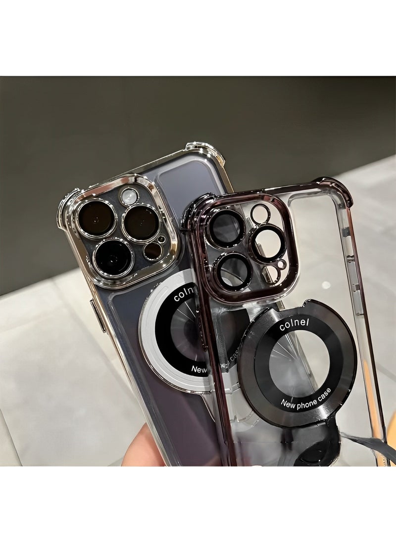 Magnetic Phone Case Airbag Four Corners Anti-Drop Magnetic Bracket Case Cover for iPhone 15 Pro