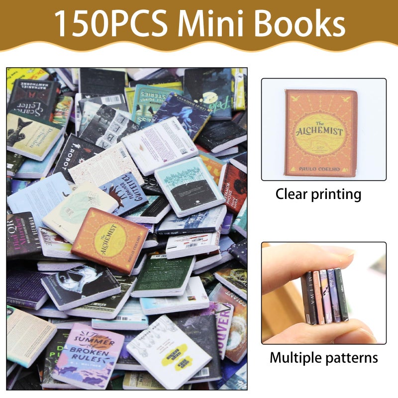 IAIHBBLY 150 Pcs Mini Books for Anxiety Bookshelfï¼ŒMiniature Dollhouse Books Assorted Tiny Small Books Accessories for Mini House Decor Crafts Office Deskce, Desk - Image 4