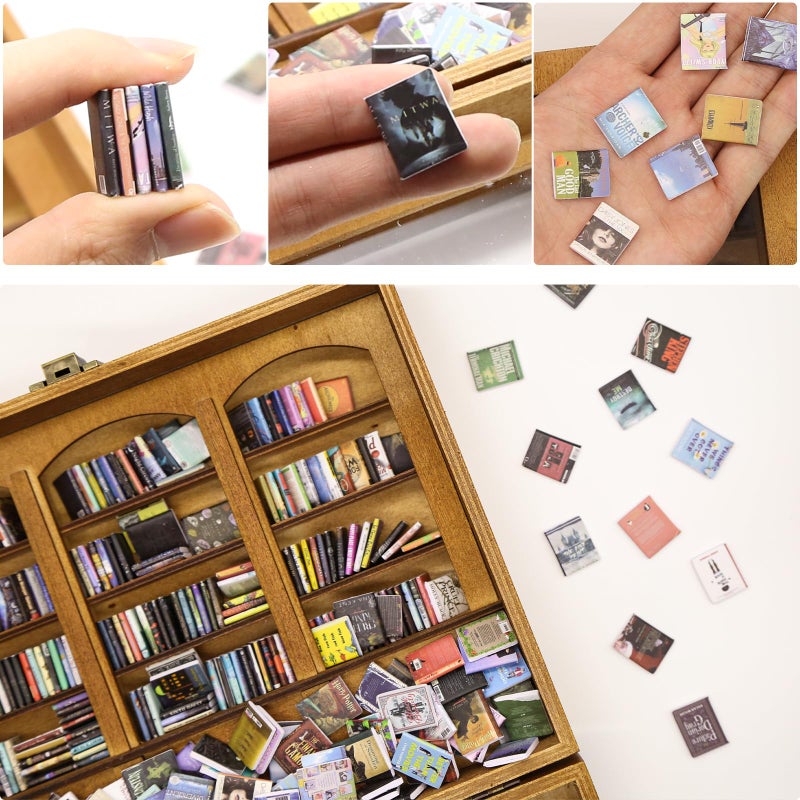 IAIHBBLY 150 Pcs Mini Books for Anxiety Bookshelfï¼ŒMiniature Dollhouse Books Assorted Tiny Small Books Accessories for Mini House Decor Crafts Office Deskce, Desk - Image 2