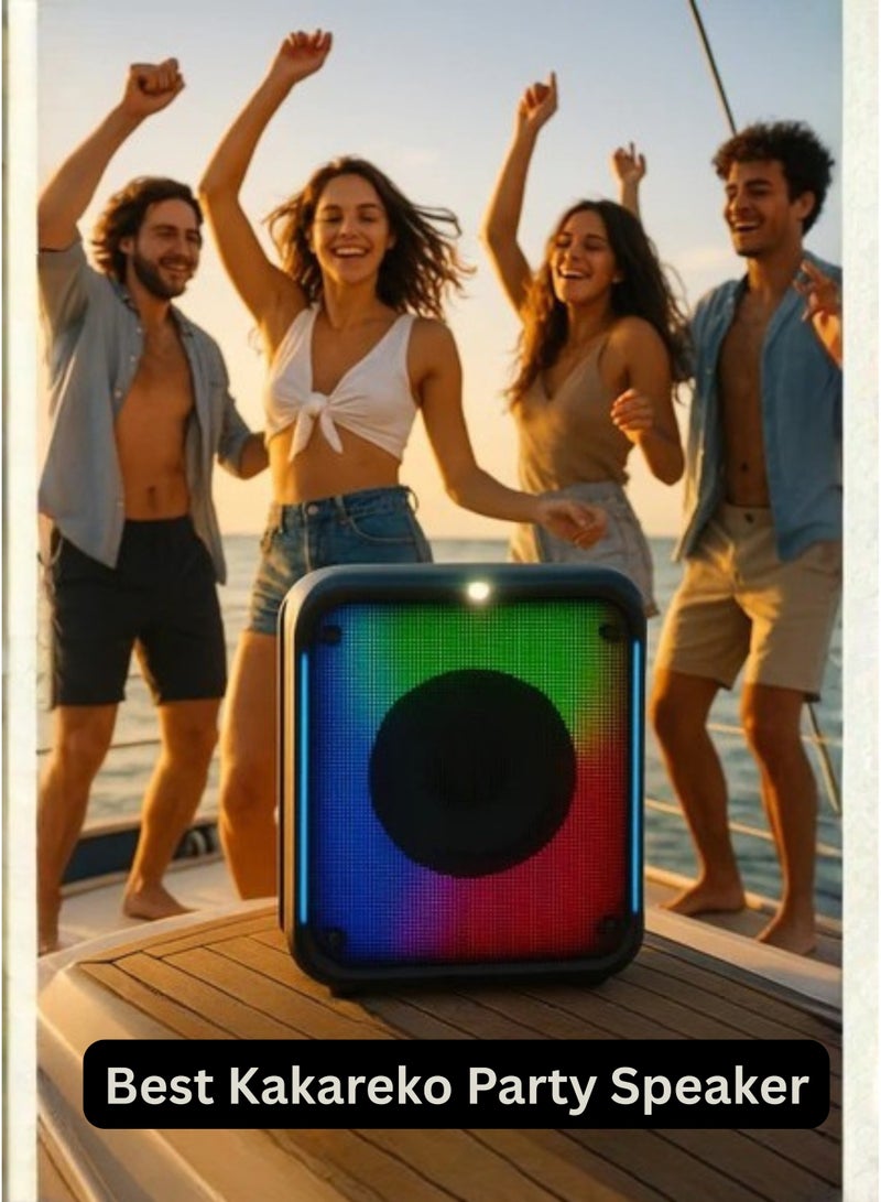 برودو مكبر صوت بلوتوث لاسلكي بإضاءة RGB من برودو، بقوة 30 واط وجهير قوي | مكبر صوت محمول بإضاءة LED | ميكروفون مدمج للمكالمات والكاريوكي | بطارية 1800 مللي أمبير | تأثيرات RGB | مكبر صوت للحفلات والمنزل والأماكن الخارجية - Image 3