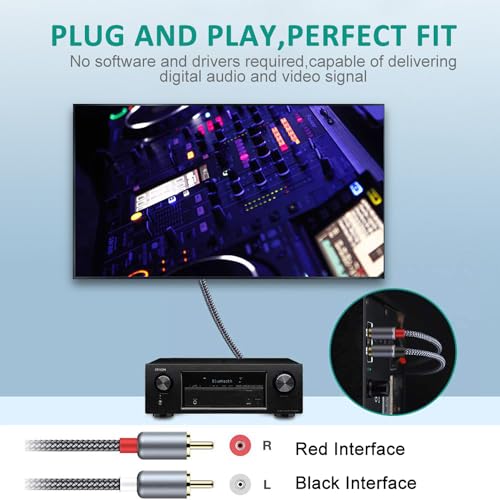 Goalfish RCA Cable, 2 Pack 2-Male to 2-Male RCA Audio Stereo Subwoofer Cable [Hi-Fi Sound,Shielded] Auxiliary Audio Cord for Home Theater, HDTV, Amplifiers, Hi-Fi Systems,Speakers- 6 Feet, Top Series - Image 2