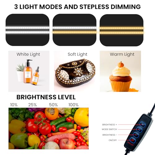 HIFFIN 60x60cm Portable Photo Studio Light Box, Professional Dimmable Tent with 288 High CRI Dual Magnet LED Lights, 5 Backdrops & Controller Adapter for Product Photography - Image 2
