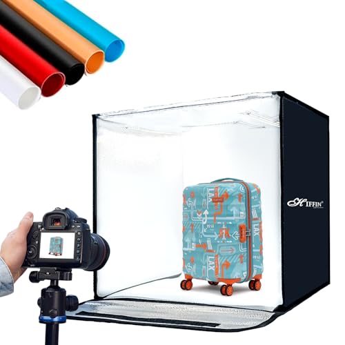 HIFFIN 60x60cm Portable Photo Studio Light Box, Professional Dimmable Tent with 288 High CRI Dual Magnet LED Lights, 5 Backdrops & Controller Adapter for Product Photography - Image 1