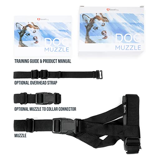 GoodBoy Gentle Muzzle Guard for Dogs - Prevents Biting and Unwanted Chewing Safely Secure Comfort Fit - Soft Neoprene Padding – No More Chafing – Training Guide Helps Build Bonds with Pet (XL, Grey) - Image 2