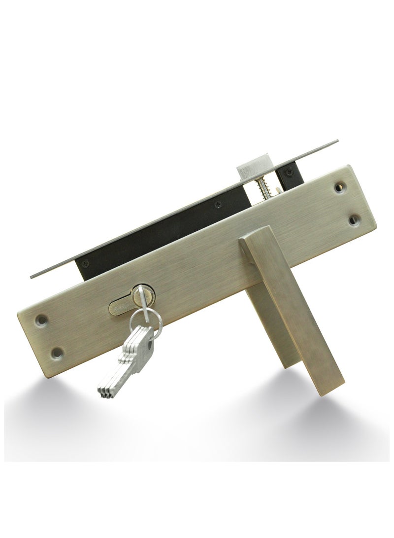 TISMpro Door Handle Lock Set - Aluminum Handle with Lock Body, Cylinder, and 5 Computer Keys with Mounting Screws, TP-7000 Set (MAB) - Image 2