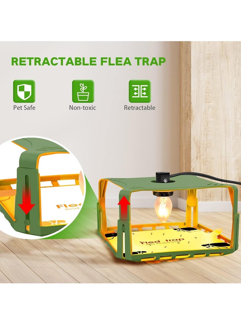Excefore Electric Flea Traps for Inside Your Home (2 Packs), Retractable Flea Light Trap w/Sticky Flea Trap Refill, Ultimate Flea Fighting Solution - Image 3