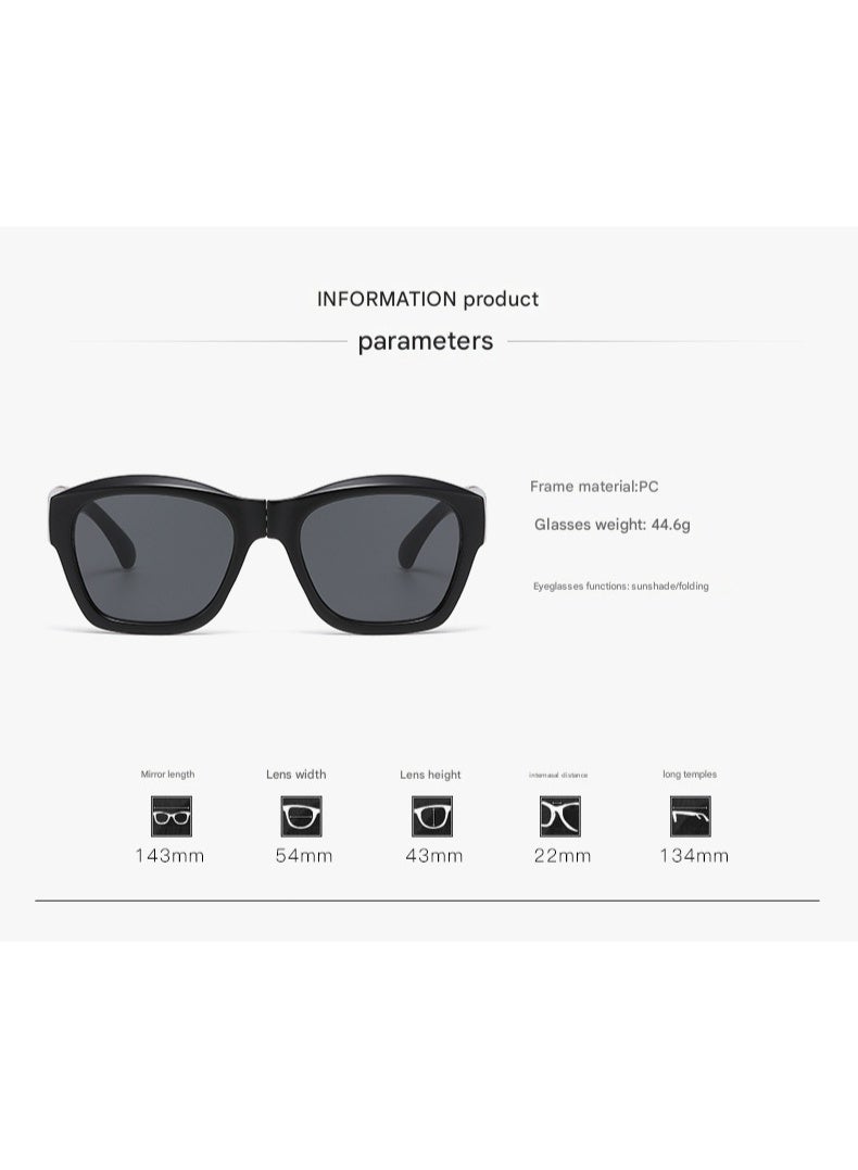 Square Foldable Sunglasses for Women Men Pol arized UV 400 Protection Sun Glasses With Small Round Box - Image 2