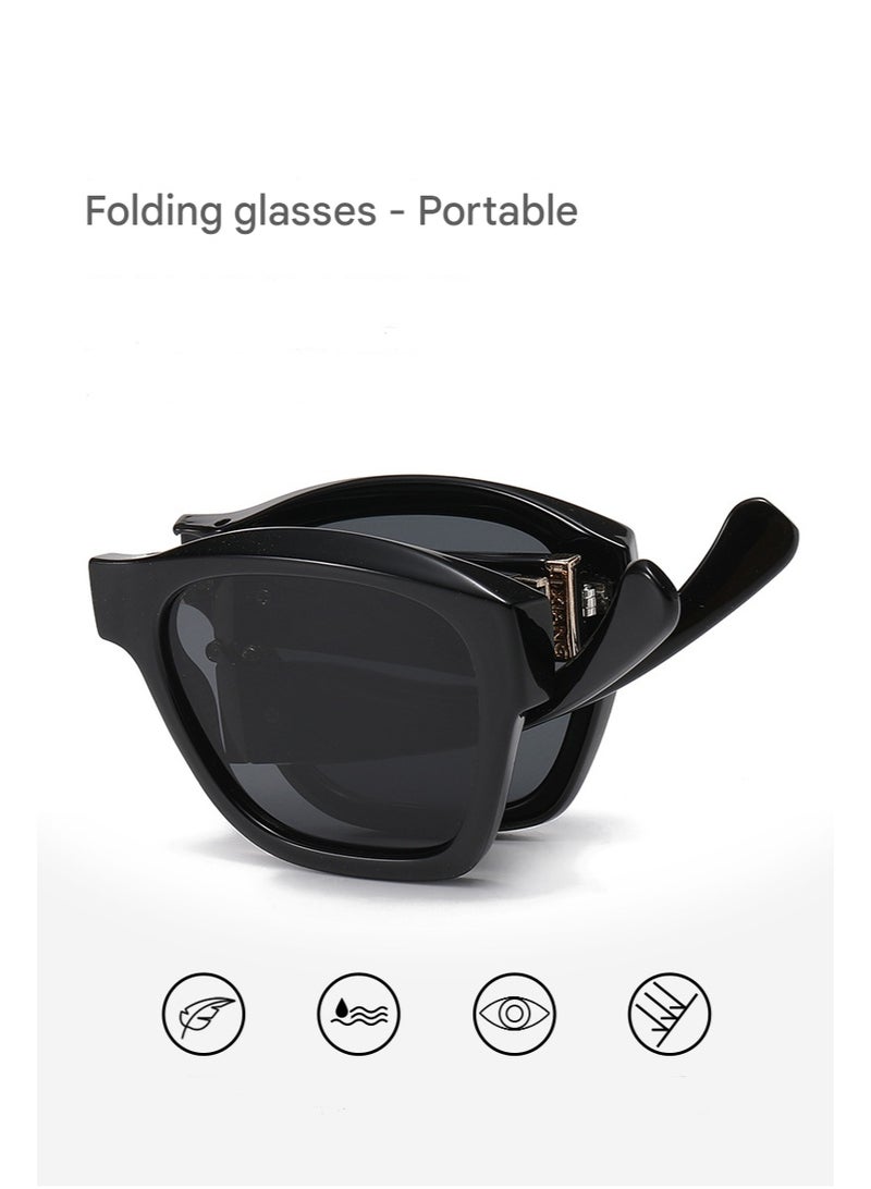 Square Foldable Sunglasses for Women Men Pol arized UV 400 Protection Sun Glasses With Small Round Box - Image 4