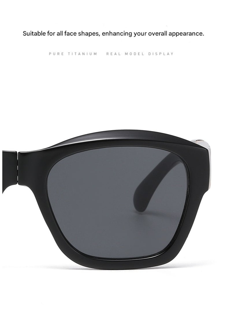 Square Foldable Sunglasses for Women Men Pol arized UV 400 Protection Sun Glasses With Small Round Box - Image 5
