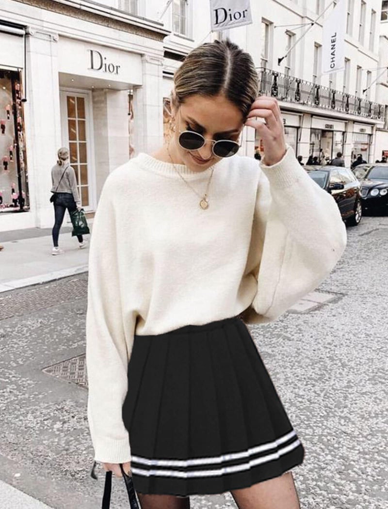 Avidlove Black Pleated Skirt Mini Skirt School Girl Skirts High Waisted Skater Skirt (Black， X-Large) - Image 2