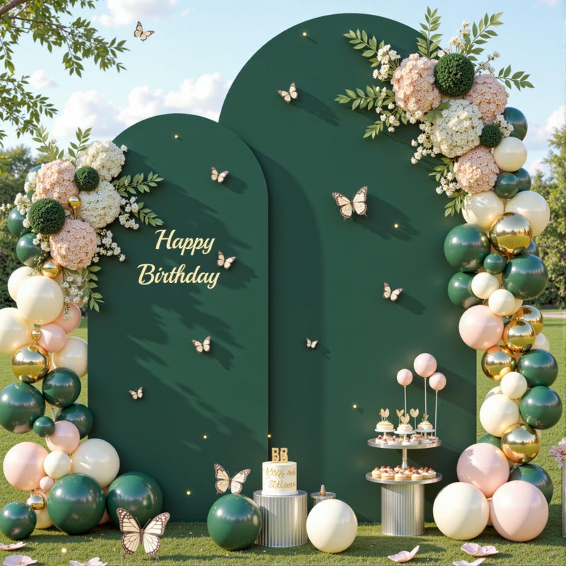 Suppromo Hunter Green Arch Backdrop Cover Set of 2 Spandex 7.2 and 6ft Arch Covers Stretchy Backdrop Birthday Party Arch Stand Covers for Baby Shower Wedding Bridal Shower Banquet Photo Background Decorations - Image 1