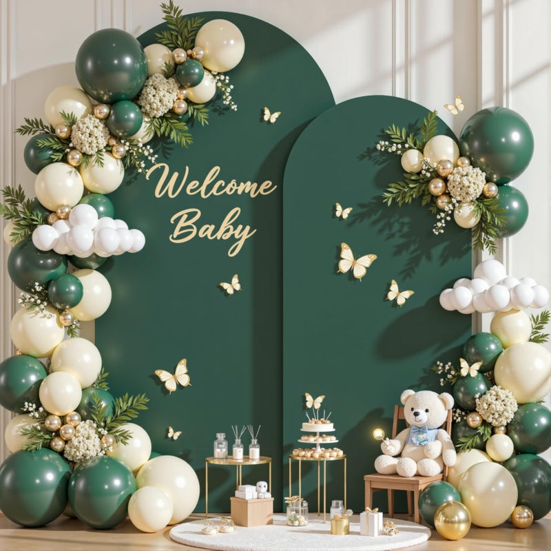 Suppromo Hunter Green Arch Backdrop Cover Set of 2 Spandex 7.2 and 6ft Arch Covers Stretchy Backdrop Birthday Party Arch Stand Covers for Baby Shower Wedding Bridal Shower Banquet Photo Background Decorations - Image 3
