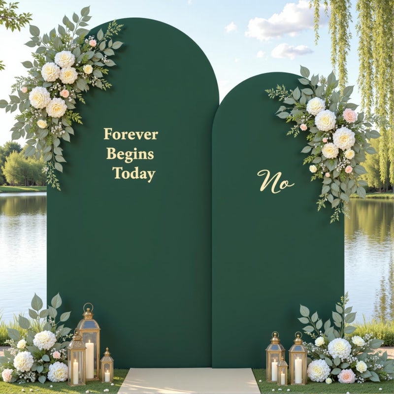 Suppromo Hunter Green Arch Backdrop Cover Set of 2 Spandex 7.2 and 6ft Arch Covers Stretchy Backdrop Birthday Party Arch Stand Covers for Baby Shower Wedding Bridal Shower Banquet Photo Background Decorations - Image 4