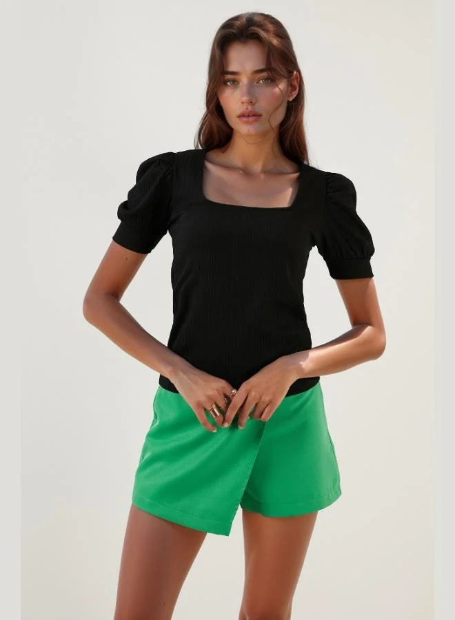 Lela Lela Sleeve Detail Square Neck Blouse Women's Blouse 5869002