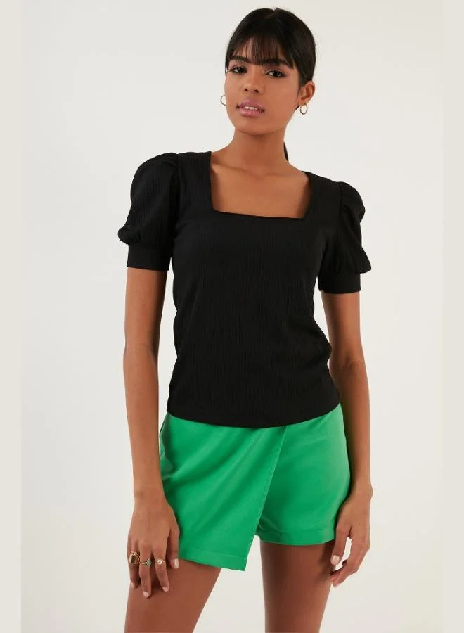 Lela  Lela Sleeve Detail Square Neck Blouse Women's Blouse 5869002 for Women | Best Price UAE