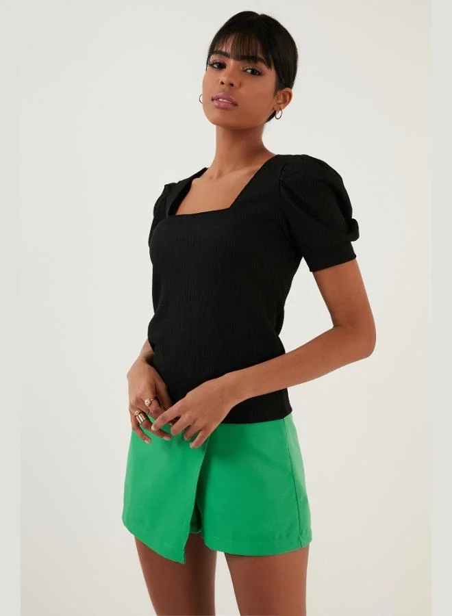 Lela Lela Sleeve Detail Square Neck Blouse Women's Blouse 5869002