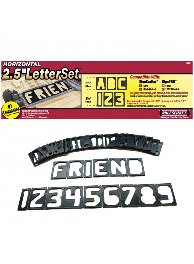 Milescraft 2201 Horizontal Character Template Set 2.5in (41 piece) Router Template set for Sign Making - Image 1
