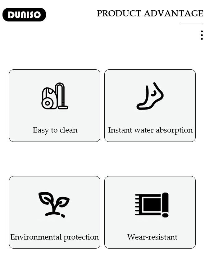 DUNISO Diatom Mud Bath Mat Set Bathroom Kitchen Rug Mat Extra Soft and Absorbent Bath Rugs Non-Slip Quick Drying Floor Bath Tub Mat for Bathroom Floor Tub and Shower 50*80CM+50*160CM - Image 5