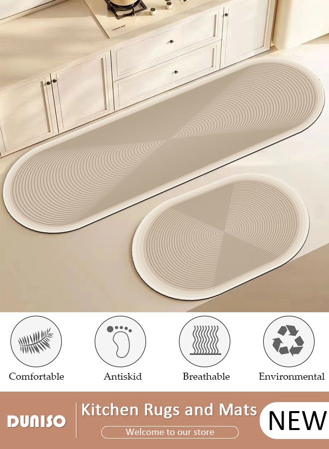 DUNISO Diatom Mud Bath Mat Set Bathroom Kitchen Rug Mat Extra Soft and Absorbent Bath Rugs Non-Slip Quick Drying Floor Bath Tub Mat for Bathroom Floor Tub and Shower 50*80CM+50*160CM - Image 1