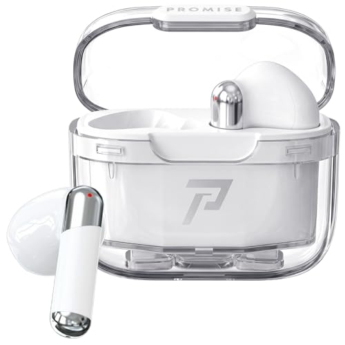 Promise Wireless Earbuds Bluetooth53 Earphones40Hrs Play ENC Noise Cancelling Mic13mm Deep BassRemote Control for TikTokYouTube Shorts LikeSmart Phone Laptop Computer Sports HeadphonesWhite - Image 1