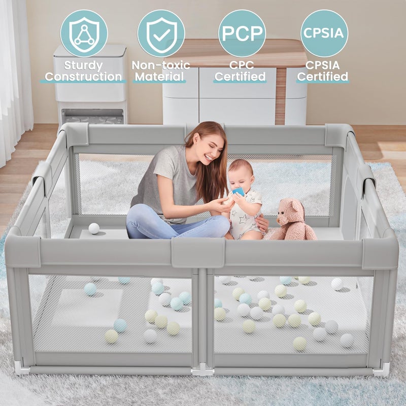 Hiaksedt 48 x 48 Inch Baby Playpen with Eco-Friendly Materials and 360° All-Vision Design - Image 4