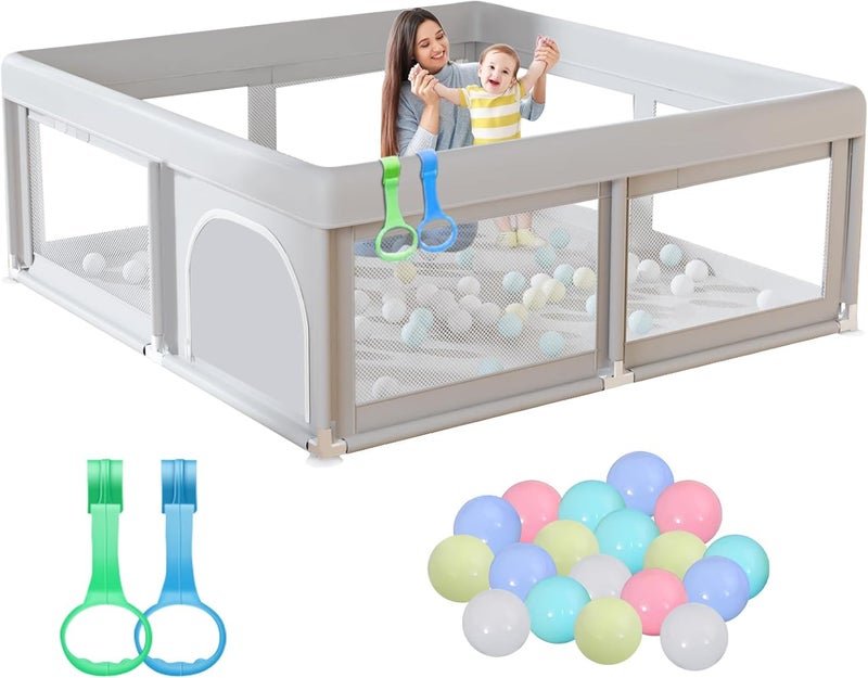 Hiaksedt 48 x 48 Inch Baby Playpen with Eco-Friendly Materials and 360° All-Vision Design - Image 1