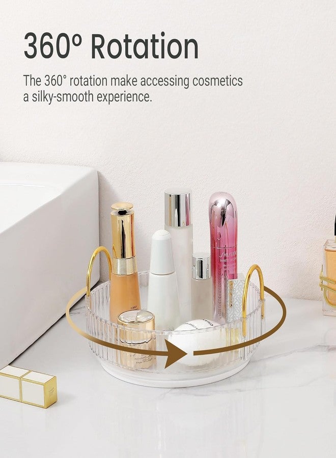 INOVERA (LABEL) Plastic 360° Rotation Makeup Organizer for Women, Girls & Bride | Dressing Table Cosmetic Vanity Round Storage Case Holder for Perfums, Skincare Kit (2 Tier, Transparent) - Image 4