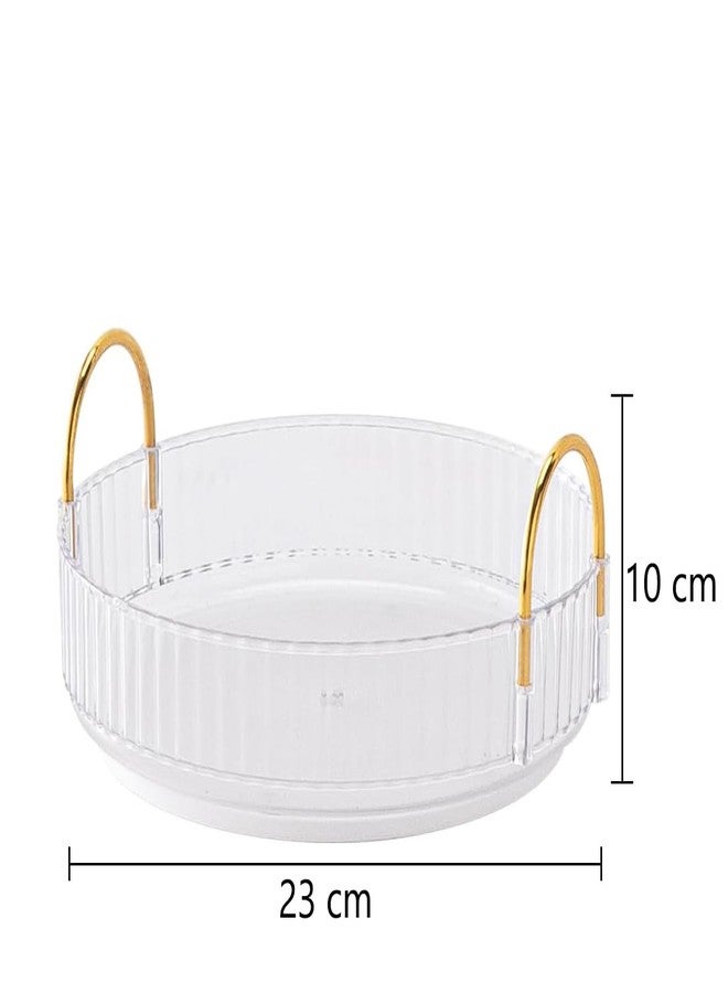 INOVERA (LABEL) Plastic 360° Rotation Makeup Organizer for Women, Girls & Bride | Dressing Table Cosmetic Vanity Round Storage Case Holder for Perfums, Skincare Kit (2 Tier, Transparent) - Image 2
