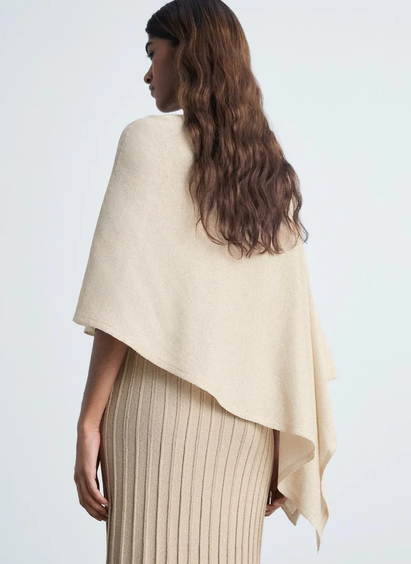 MANGO Asymmetrical Lurex Knitted Cape Top