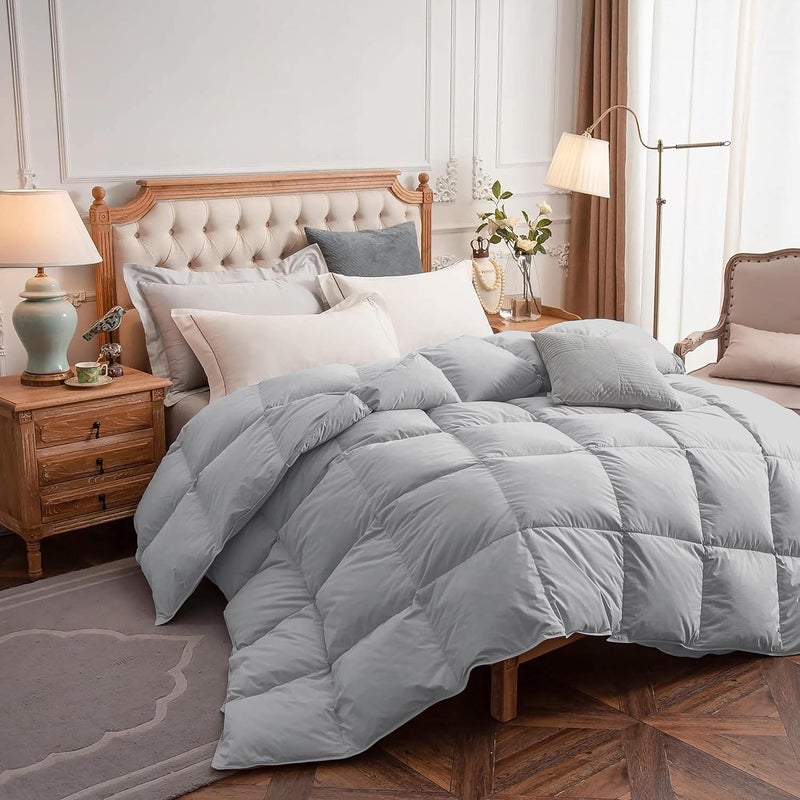 AYANSHI BEDDING لحاف AYANSHI ثقيل شتوي 400 GSM بحجم سرير مزدوج 90X100 جودة فندقية بديل للريش لحاف ناعم بحشوة ميكروفايبر لون فضي رمادي - Image 2