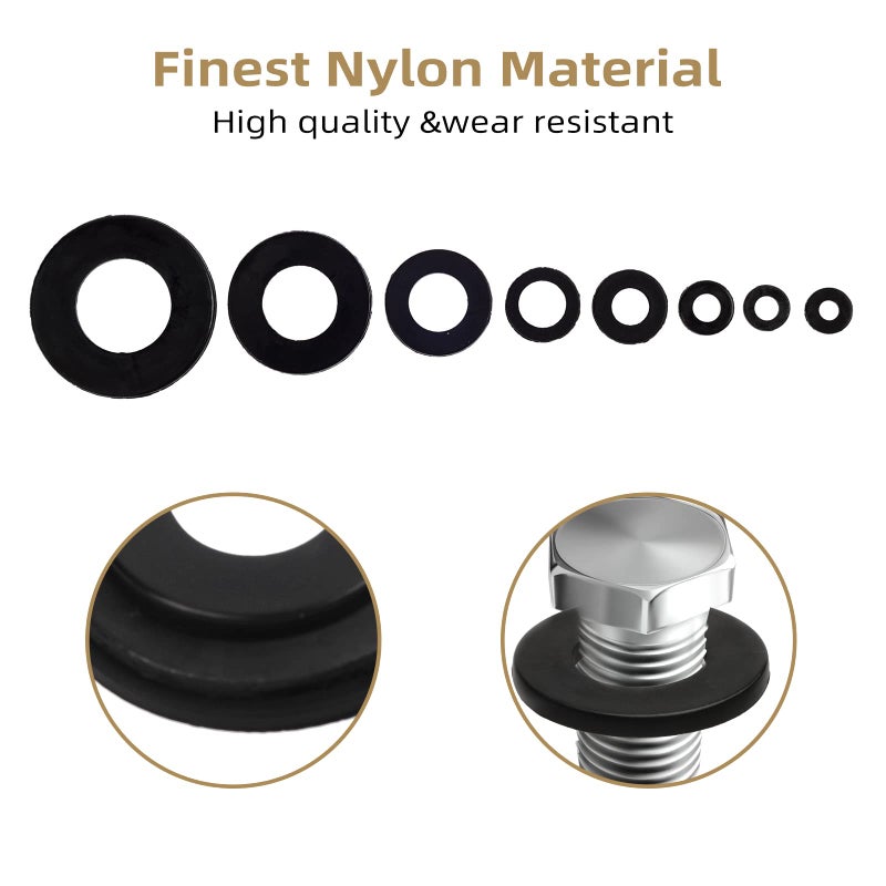Qteatak 510 Pcs Black Nylon Flat Washer Assortment Kit For Electrical Connections On Household & Commercial Appliances (M2 M2.5 M3 M4 M5 M6 M8 M10) - Image 2