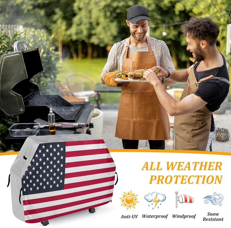 senya Premium Grill Cover Waterproof Barbecue Cover Fade Resistant BBQ Cover Heavy Duty Fits Grill Widths Up to 25 in (American Flag) - Image 5