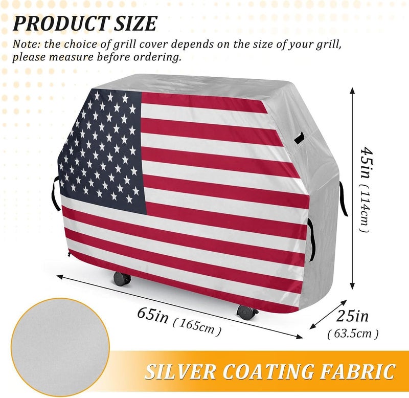senya Premium Grill Cover Waterproof Barbecue Cover Fade Resistant BBQ Cover Heavy Duty Fits Grill Widths Up to 25 in (American Flag) - Image 3