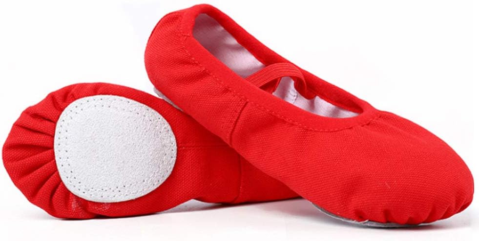 comfrt 1 Pair Leather Ballet Shoes Ballet Full Sole Slippers Dance Shoes Yoga Shoes for Women Kids Girls Dancing Practice Red Size 34