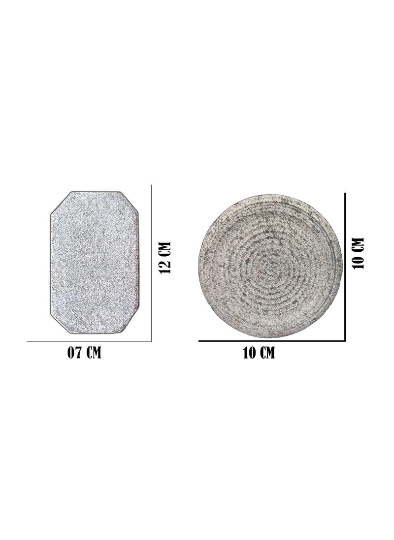 Generic ASFAA ENTERPRISES Turmeric Haldi Grinding StoneChandan StoneRubbing StoneMedicine grinding stone Pack of 2pics 10CM 12 X 7 CM  - Image 2