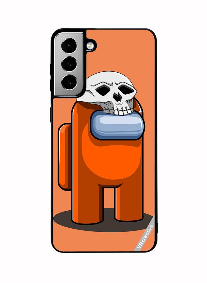 VR CREATIVE Protective Case Cover For Samsung Galaxy S21 FE 5G Orange Game Among Us In Halloween Design Multicolour - Image 1