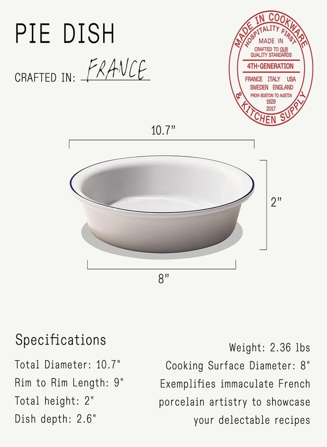 Madein Made In Cookware | 9" Pie Dish | Navy Rim | Handcrafted Porcelain | Professional Bakeware | Crafted in France - Image 5
