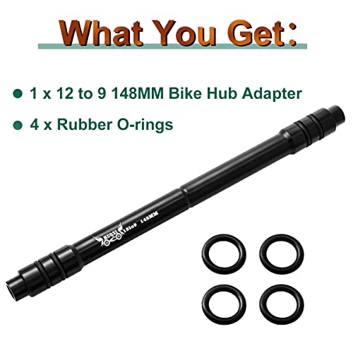 MUQZI Bicycle QR Adapter 12 to 9mm Front Wheel Hub Adapter 148mm Thru Axle Hub Quick Release for Mountain Road Bike, Black - Image 3