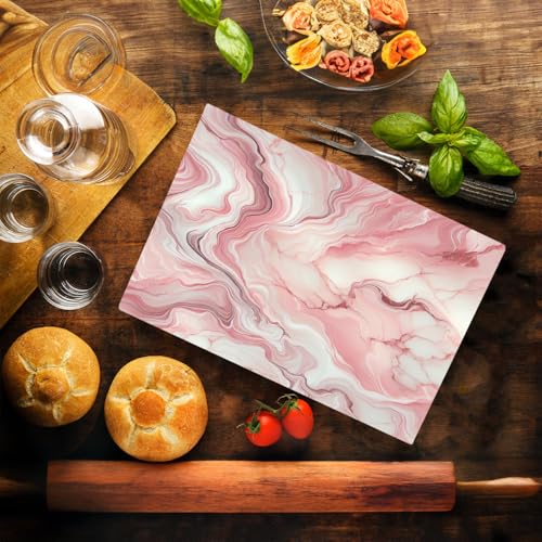 DAJDC Pink Marble Kitchen Glass Cutting Board Ocean Decorative Gift Marbled Granite Stone Rock Gift For Her Mom Wife (Pink 1) - Image 2