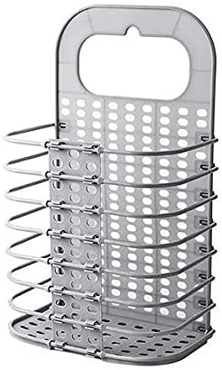 Savpesh Wall Mounted Bathroom Hanging Mesh Laundry Basket Toiletry Organizer Washing Bin Adjustable Portable Plastic Laundry Hamper Bag for Bathroom Bedroom Dirty Clothes - Image 2