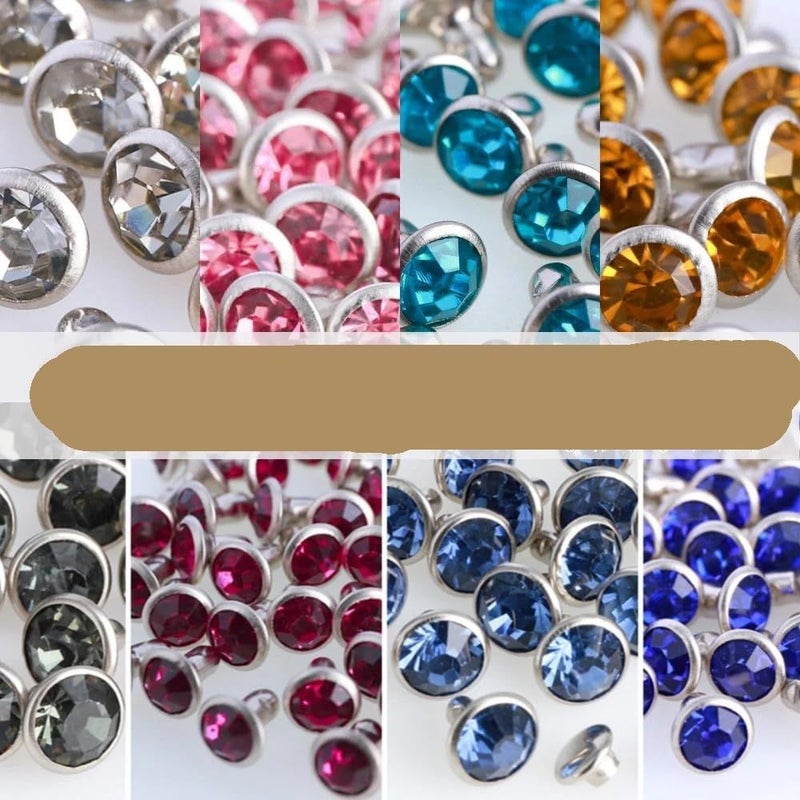 8mm Lt Colorado Topaz Glass Rivets Rhinestone Glitter Crystal Stones Studs - Image 3