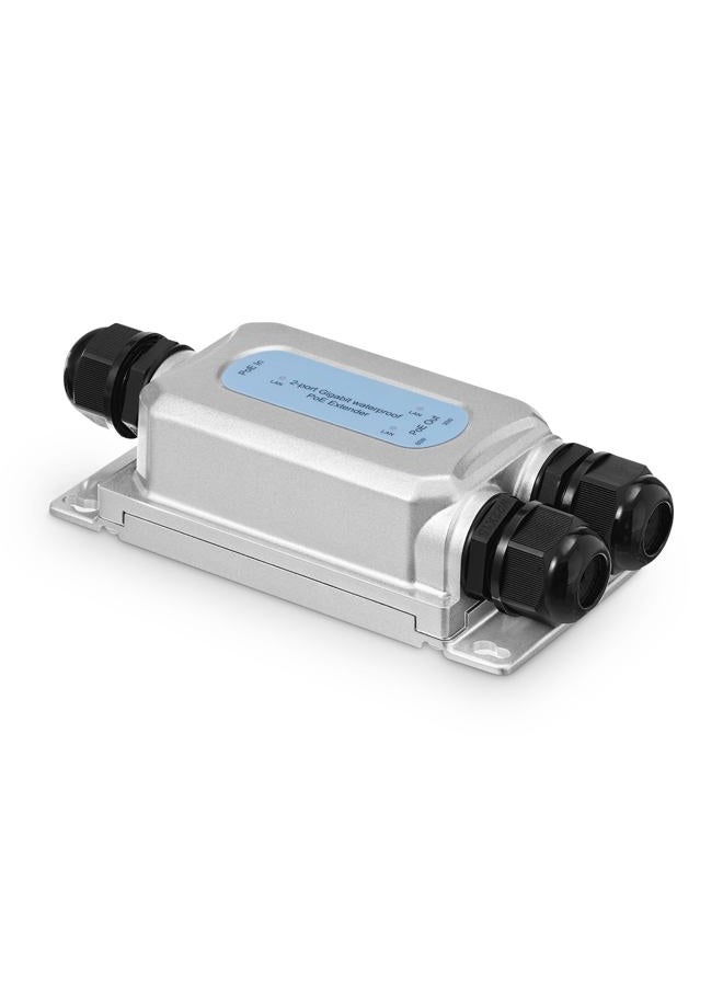 MokerLink Outdoor 3 Port Gigabit PoE Extender, IEEE 802.3 AF/at/BT PoE Repeater 90W, 10/100/1000Mbps, 1 PoE in 2 PoE Out, Wall Mount IP67 Waterproof POE Passthrough Switch - Image 1