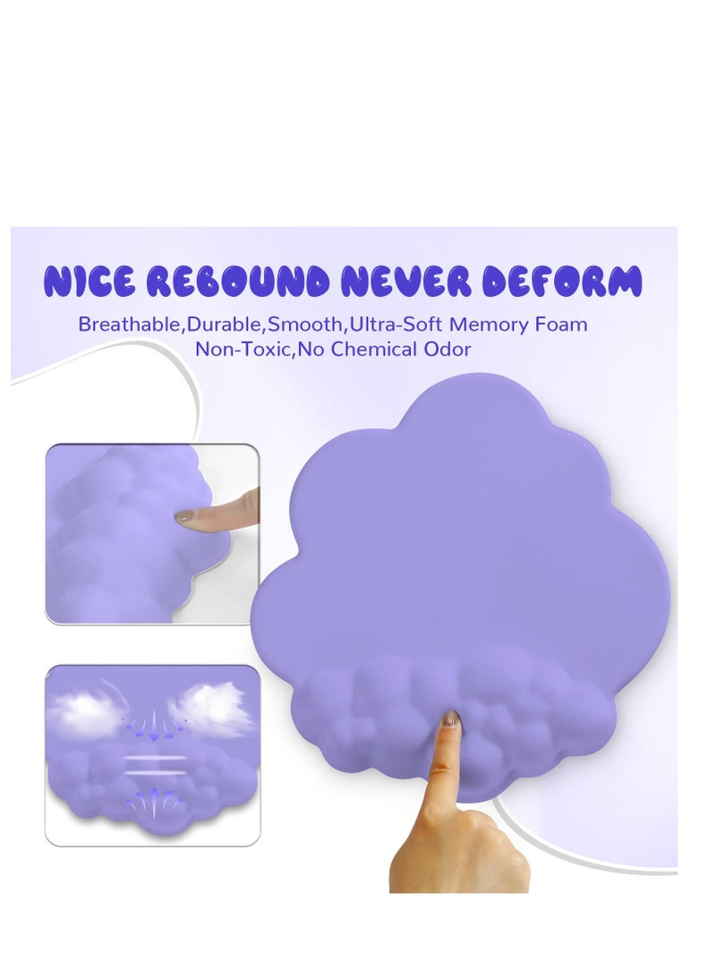 Barakah Cloud Mouse Pad Wrist Support Keyboard Wrist Rest Set with Ergonomic Memory Foam,Non-Slip Base,Cloud Coasters for Home,Office,Laptop,Desktop Computer,Easy Typing Pain Relief-Purple - Image 3