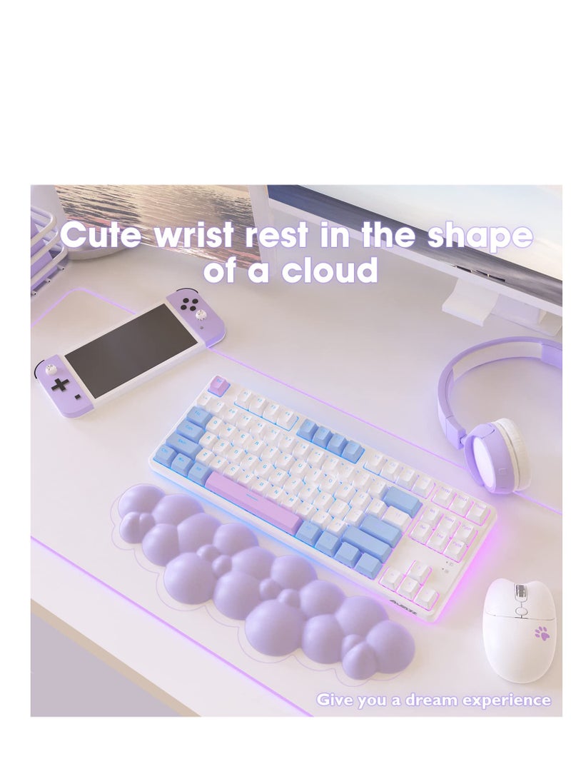 Barakah Cloud Mouse Pad Wrist Support Keyboard Wrist Rest Set with Ergonomic Memory Foam,Non-Slip Base,Cloud Coasters for Home,Office,Laptop,Desktop Computer,Easy Typing Pain Relief-Purple - Image 4