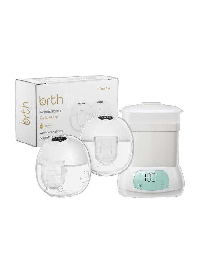 Birth مضخات الثدي الكهربائية القابلة للارتداء مزدوجة الاستخدام BIRTH بدون استخدام اليدين S39 & BIRTH - جهاز تعقيم الزجاجات الكهربائية RH-1008؛ جهاز تعقيم بالبخار 6 في 1 مع شاشة LCD، إيقاف تلقائي، خالي من BPA، يناسب 6 زجاجات؛ تعقيم سريع لزجاجات الأطفال - Image 1