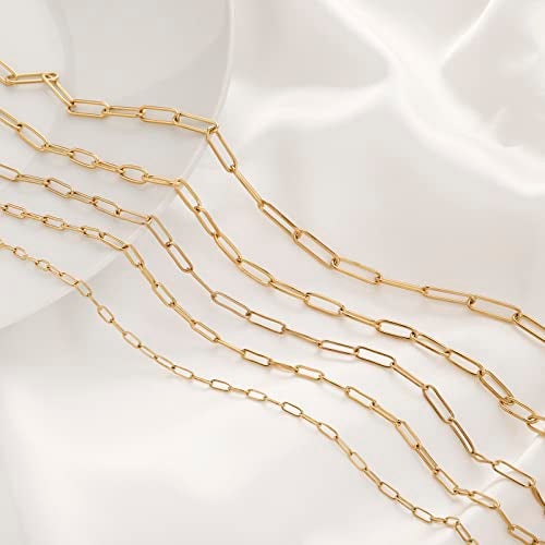 Andblue 16.4 Feet Necklace Chains for Jewelry Making, Gold Plated Stainless Steel Chains Bulk for DIY Necklace Bracelet Pendant Supplies - Image 4